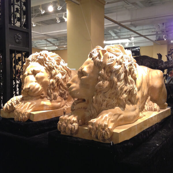 JBA095 Marble Lying Lions on Base Sculpture Set JBA095 Marble Lying Lions on Base Sculpture Set