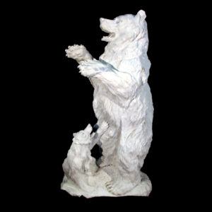 JBA181 Marble Standing Bear & Cub Sculpture