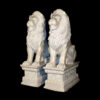 JBA240 Marble SItting Lions on Pedestal Sculpture JBA240 Marble SItting Lions on Pedestal Sculpture