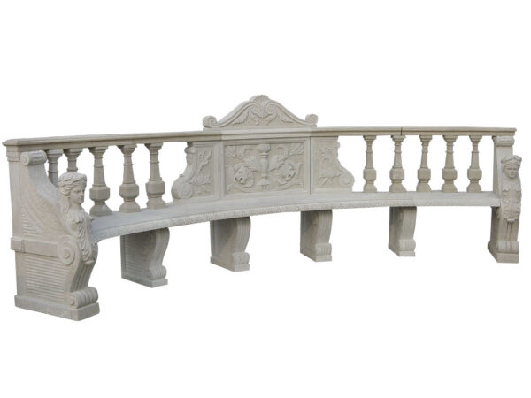 JBB014 Marble Caryatid Classical Bench by Metropolitan Galleries Inc-Recovered