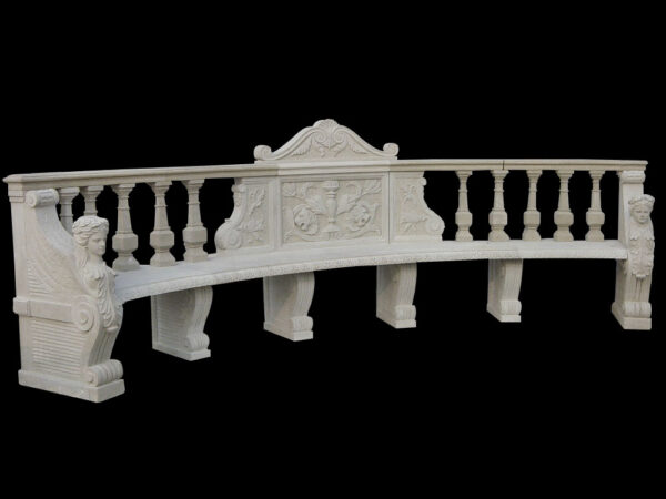 JBB014 Marble Caryatid Classical Bench by Metropolitan Galleries Inc-Recovered b