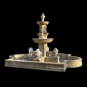 JBF007 Marble Four Lions Tier Fountain with Basin by Metropolitan Galleries Inc JBF007 Marble Four Lions Tier Fountain with Basin by Metropolitan Galleries Inc