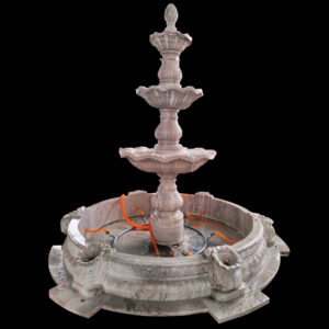 JBF056 Marble Tuscan Three Tier Fountain with Basin by Metropolitan Galleries Inc