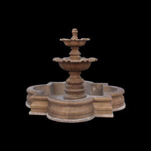 JBF057 Marble Traditional Tier Fountain with Coping in Sunset Red by Metropolitan Galleries Inc