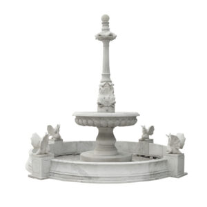 JBF071 Marble Fish Fountain with Dragon Basin by Metropolitan Galleries Inc