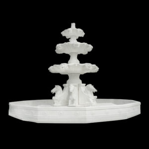 JBF088 Marble Three Tier Horse Fountain with Basin by Metropolitan Galleries Inc