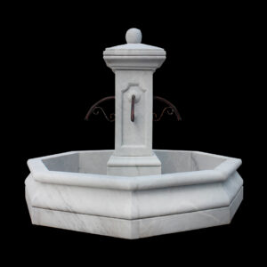 JBF1205 Marble Classic Octagonal Column Fountain in Masha White Marble by Metropolitan Galleries Inc