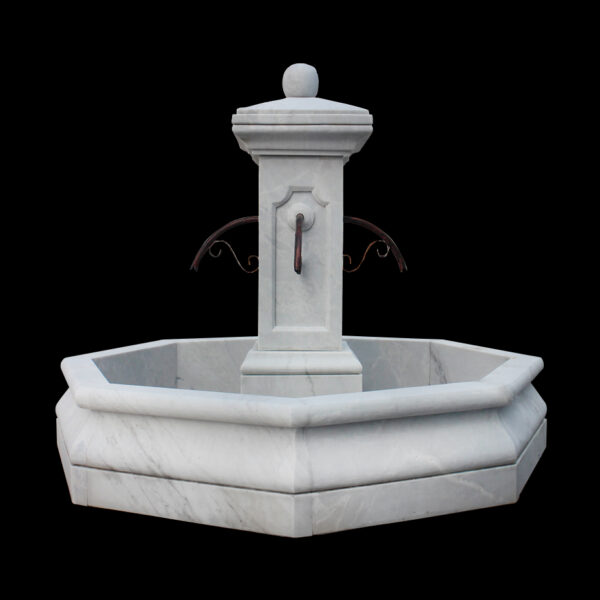 JBF1205 Marble Classic Octagonal Column Fountain in Masha White Marble by Metropolitan Galleries Inc