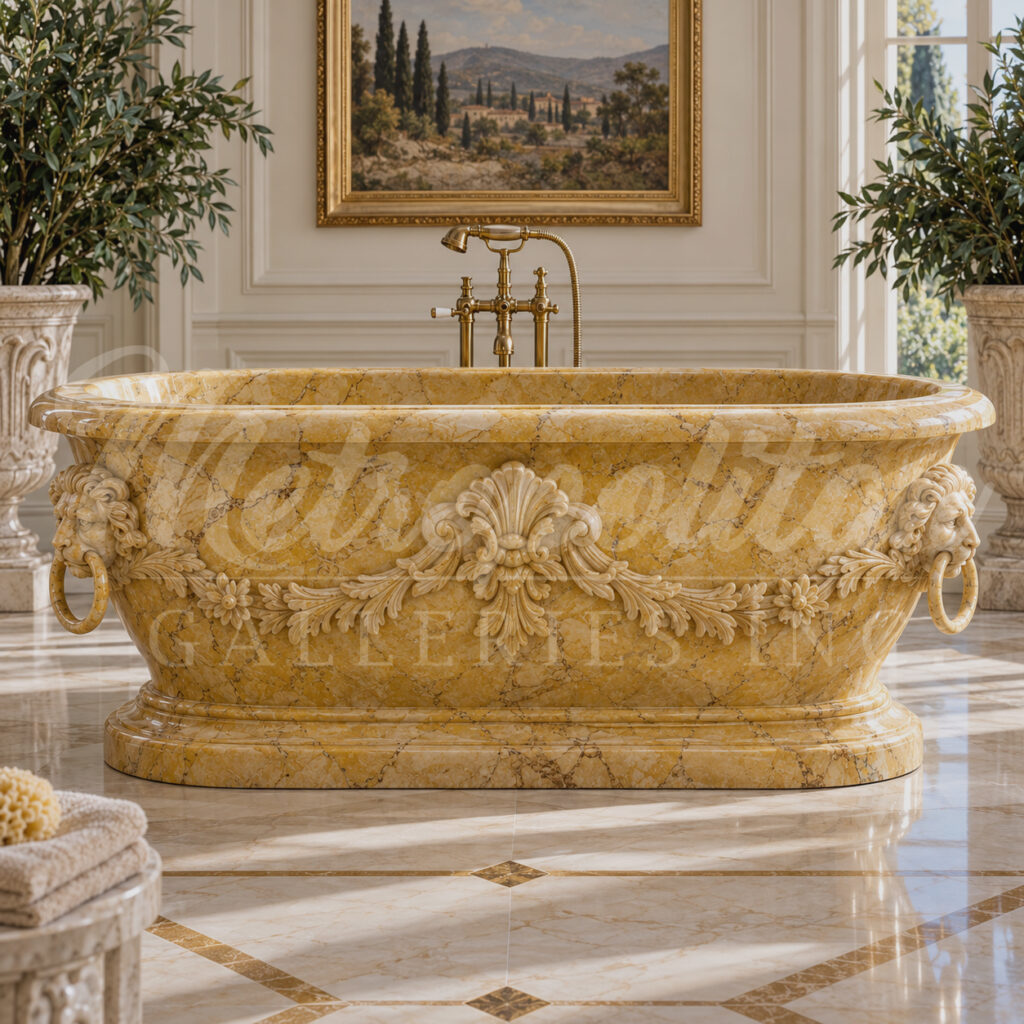 JBF243 Marble Bathtub with Garland Design by Metropolitan Galleries Inc Vignette WM