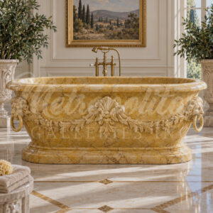 JBF243 Marble Bathtub with Garland Design by Metropolitan Galleries Inc Vignette WM JBF243 Marble Bathtub with Garland Design by Metropolitan Galleries Inc Vignette WM