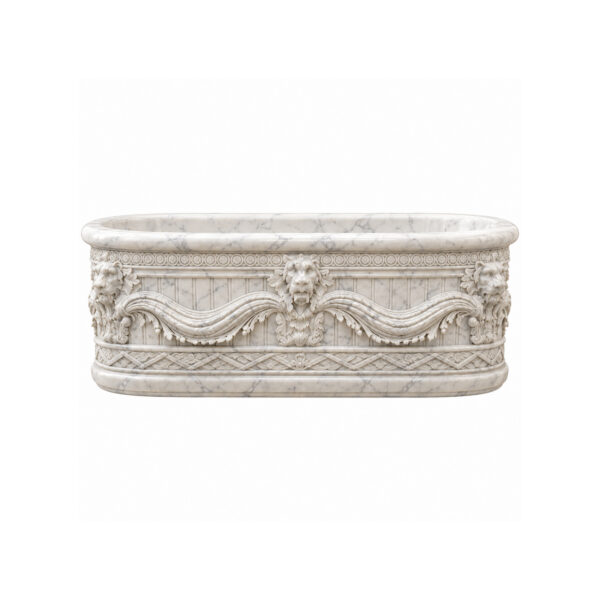 JBF244 White Marble Lion-Theme Bathtub by Metropolitan Galleries Inc JBF244 White Marble Lion-Theme Bathtub by Metropolitan Galleries Inc