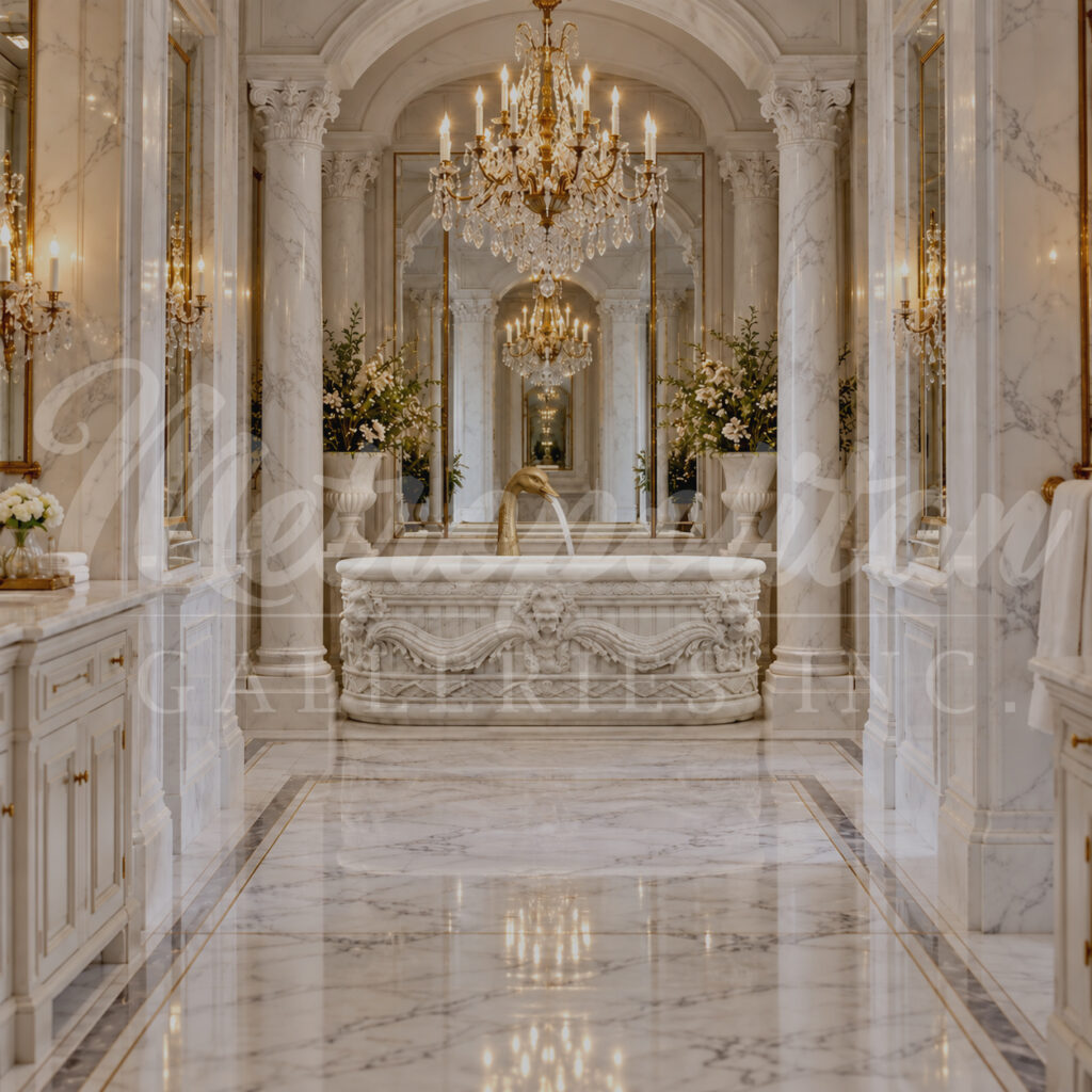 JBF244 White Marble Lion-Theme Bathtub by Metropolitan Galleries Inc Vignette WM