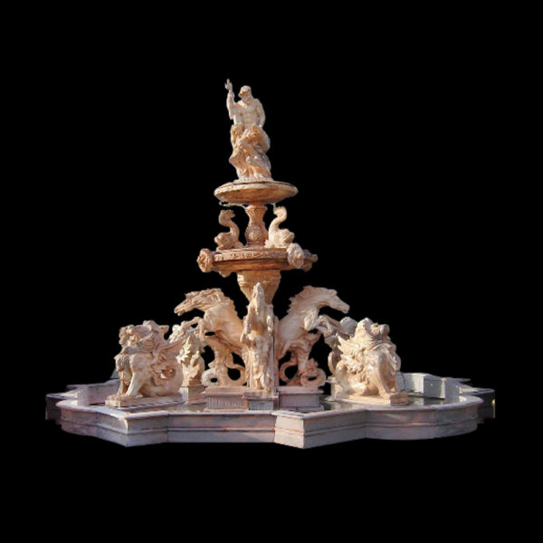 JBF700 Marble Neptune Tier Fountain with Lions & Horses by Metropolitan Galleries Inc JBF700 Marble Neptune Tier Fountain with Lions & Horses by Metropolitan Galleries Inc