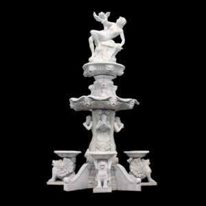 JBF824 Marble Lady Tier Fountain with Cupids & Lions by Metropolitan Galleries Inc