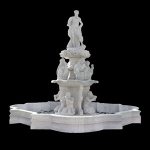 JBF826 Marble Roman Man Tier Fountain & Octagonal Basin by Metropolitan Galleries Inc