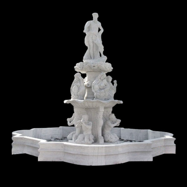 JBF826 Marble Roman Man Tier Fountain & Octagonal Basin by Metropolitan Galleries Inc