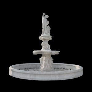 JBF828 Marble Lady & Lions Fountain with Basin by Metropolitan Galleries Inc
