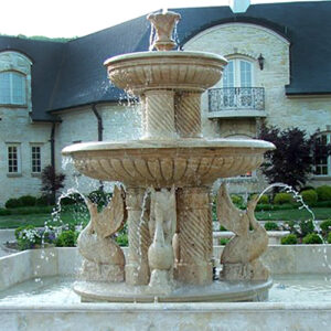 JBF899 Marble Swans Column Fountain by Metropolitan Galleries Inc