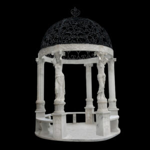 JBG402 Marble Caryatid Six Column Gazebo with Iron Dome by Metropolitan Galleries Inc