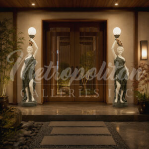 JBL300 Marble Lady holding Light Sculpture Pair by Metropolitan Galleries Inc Vignette