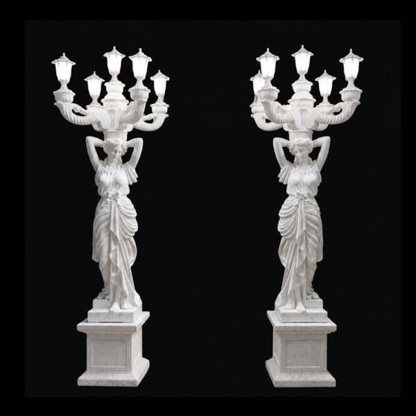JBL3000 Marble Elaborate Lady Torchiere Sculpture Set by Metropolitan Galleries Inc JBL3000 Marble Elaborate Lady Torchiere Sculpture Set by Metropolitan Galleries Inc
