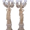 JBL4000 Carved Marble Rococo Style Lady Torchiere Set by Metropolitan Galleries Inc
