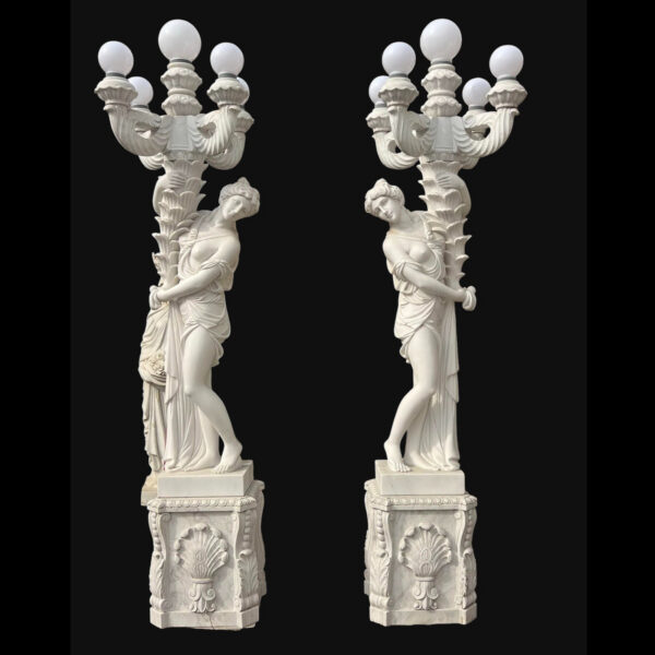 JBL5000 Marble Lady holding Floral Bouquet Torchiere Lamp Sculpture Set by Metropolitan Galleries Inc JBL5000 Marble Lady holding Floral Bouquet Torchiere Lamp Sculpture Set by Metropolitan Galleries Inc