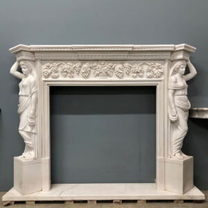 JBM340 Marble Traditional Caryatids Fireplace Surround Mantel by Metropolitan Galleries Inc