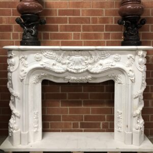 JBM465 Marble English Floral Fireplace Surround Mantel by Metropolitan Galleries Inc