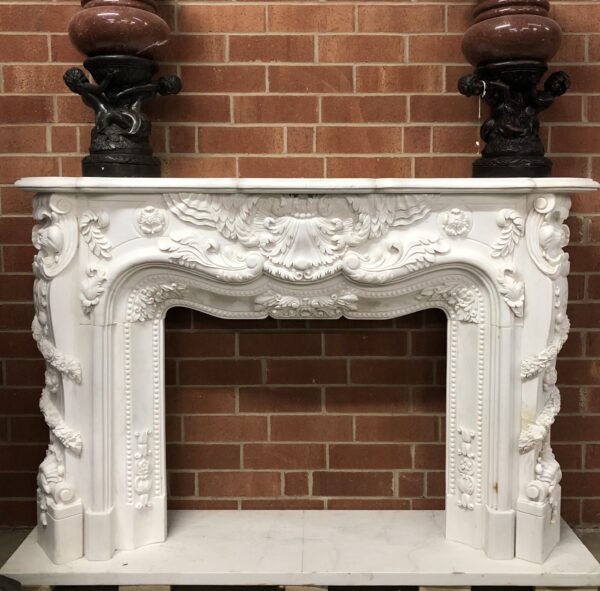 JBM465 Marble English Floral Fireplace Surround Mantel by Metropolitan Galleries Inc