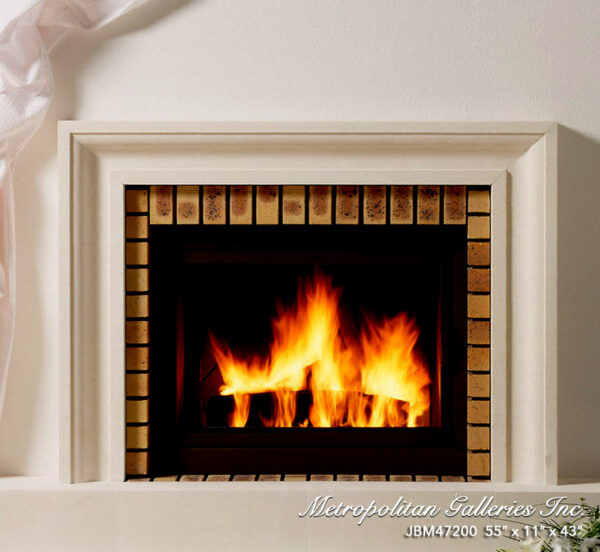 sgm52975 WHITE FIREPLACE AND BURNING FIRE
