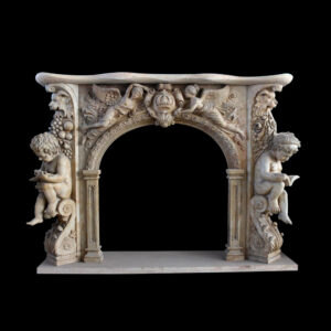 JBM86098 Marble Angels & Cherubs Ornate Fire Place Mantle Surround by Metropolitan Galleries Inc