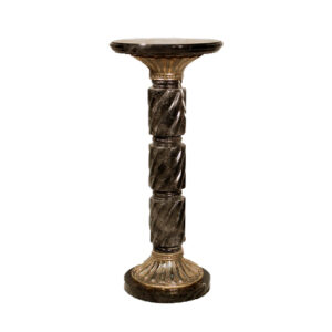 JBP079001 Marble Elegant Pedestal Panda Black with Bronze Accents 17 x 15 x 39 inches by Metropolitan Galleries Inc