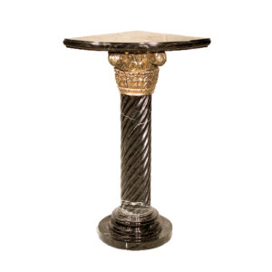 JBP079005 Marble Solomonic Corner Pedestal Panda Black with Bronze Accents 25 x 15 x 38 inches by Metropolitan Galleries Inc