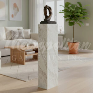 JBP5001 White Modern Marble Pedestal by Metropolitan Galleries Inc Vignette AI WM
