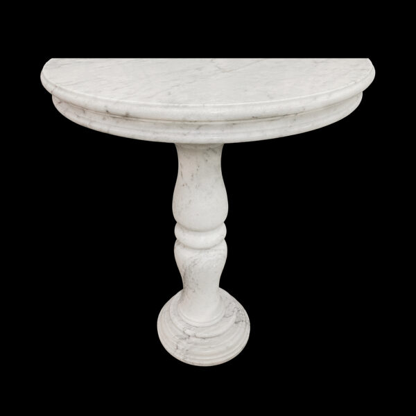 JBP905 Marble Demilune Console Table in White Frost by Metropolitan Galleries Inc