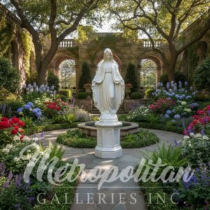 JBS328-A White Marble Madonna Sculpture Environmental by Metropolitan Galleries Inc. 2 WM