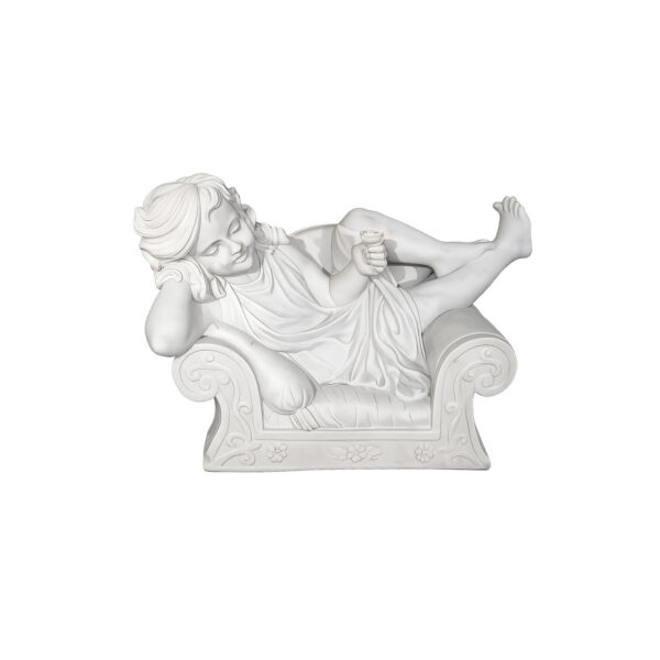JBS697 Marble Daydreaming Girl on Chaise Sculpture by Metropolitan Galleries Inc