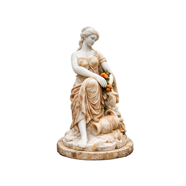 JBS790 Marble Kneeling Lady with Flowers Sculpture by Metropolitan Galleries Inc.