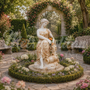 JBS790 Marble Kneeling Lady with Flowers Sculpture by Metropolitan Galleries Inc Vignette WM
