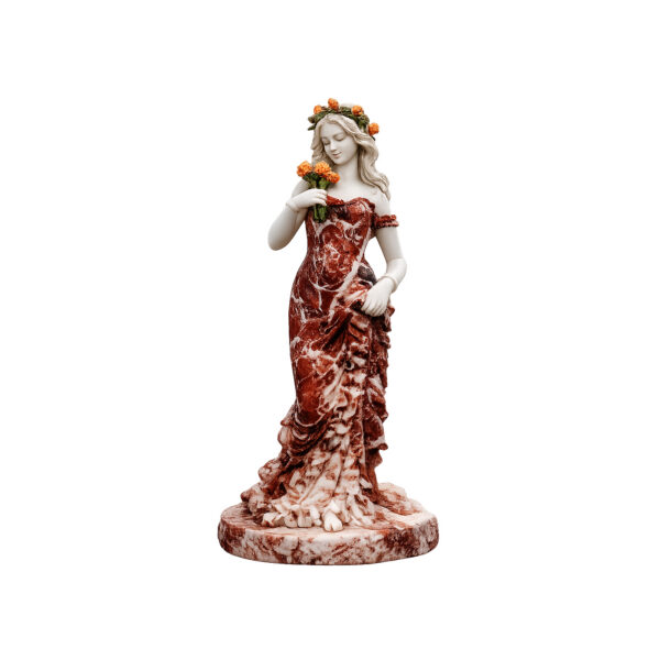 JBS795 Marble Standing Lady with Flowers Sculpture by Metropolitan Galleries Inc