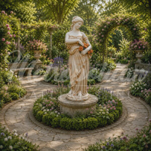 JBS800 Marble Lady with Flowers Sculpture by Metropolitan Galleries Inc Vignette WM