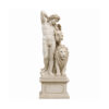 JBS801 Marble Man with Lion on Pedestal Sculpture by Metropolitan Galleries Inc
