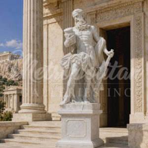 JBS804 Marble Greek Warrior Sculpture on Pedestal by Metropolitan Galleries Inc Vignette WM