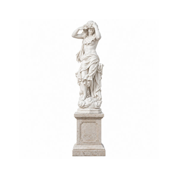 JBS810 Marble 'The Enchanted Maiden' Lady Sculpture on Pedestal by Metropolitan Galleries Inc
