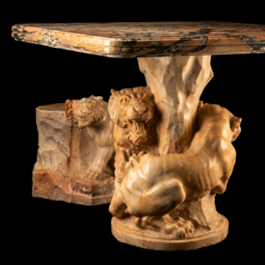 JBT112 Marble Tiger Table and Stools Set