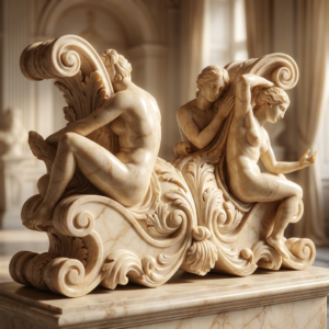JBT301 Marble Four Figures Table in Cream Marble JBT301 Marble Four Figures Table in Cream Marble