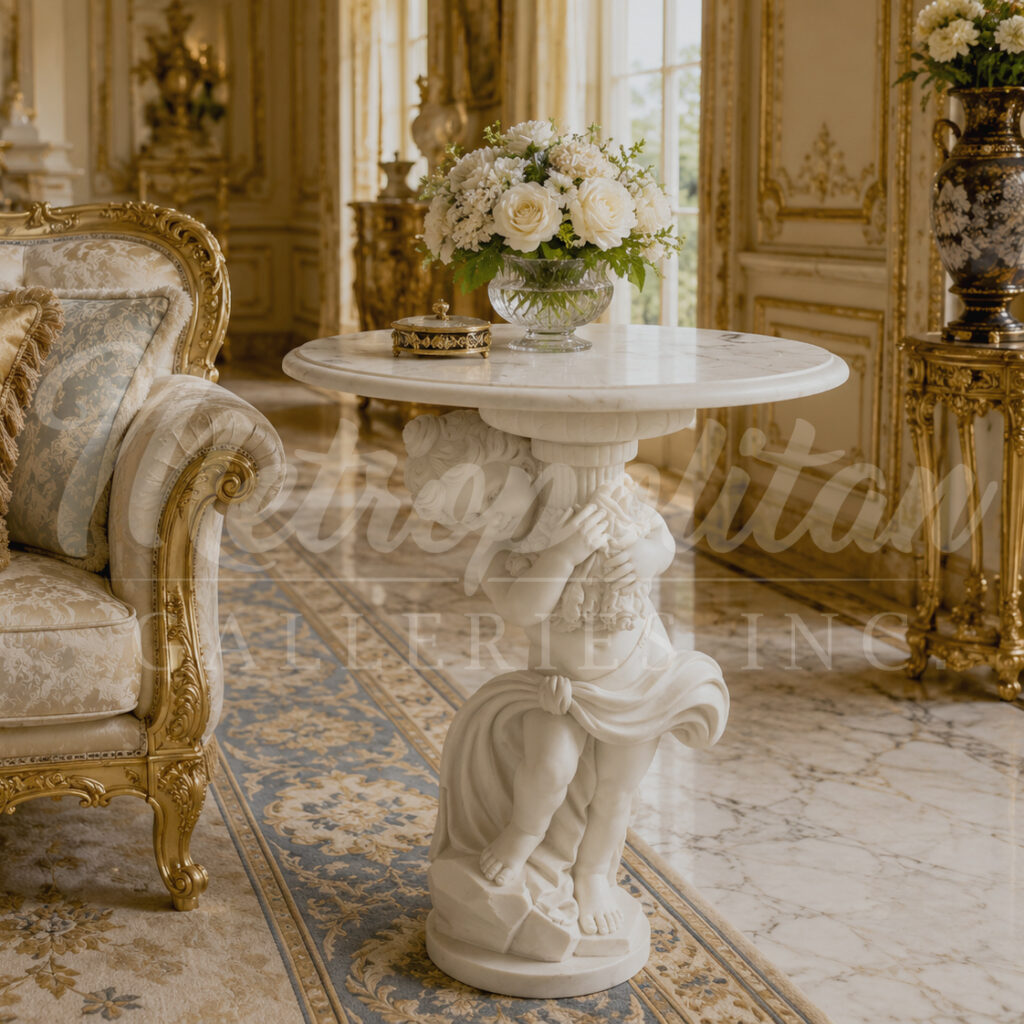 JBT420 Marble Girl Table Sculpture by Metropolitan Galleries Inc Vignette