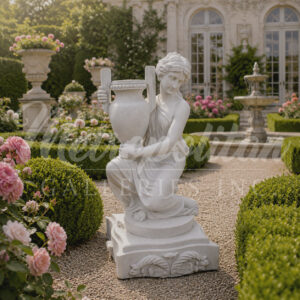 JBU302-R Marble Kneeling Woman with Urn Sculpture by Metropolitan Galleries Inc Vignette WM