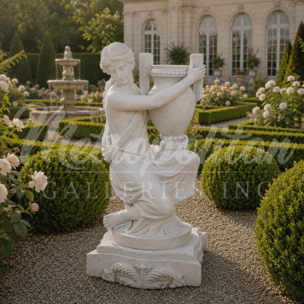 JBU304-L Marble Kneeling Woman with Urn Sculpture by Metropolitan Galleries Inc Vignette WM